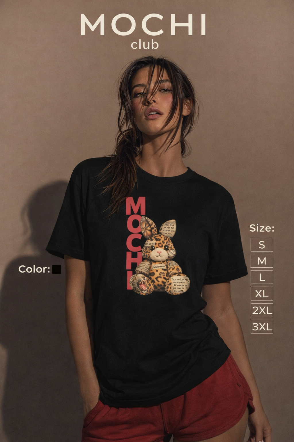 Mochi Club - Leopard Rebel Bunny Women's Relaxed T-Shirt